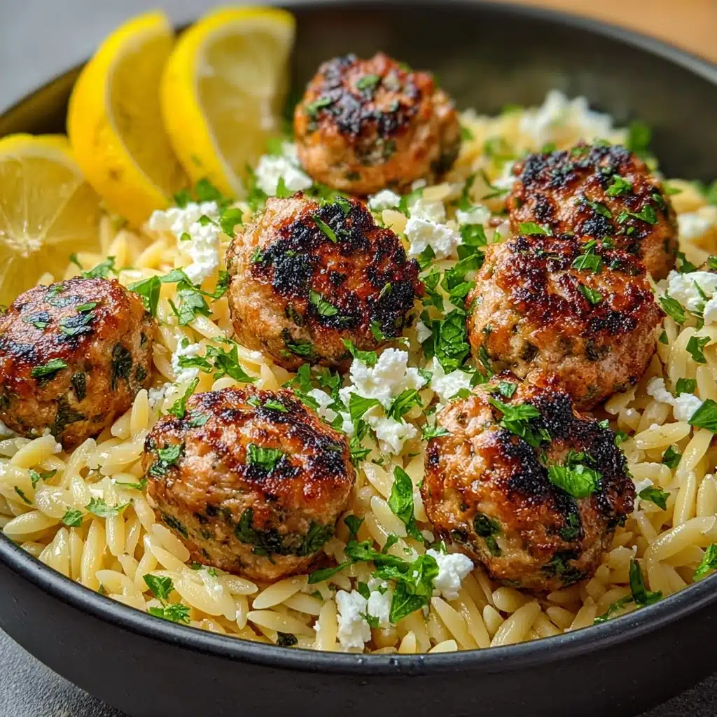 Greek Chicken Meatballs with Lemon Orzo Recipe - Recipe Image