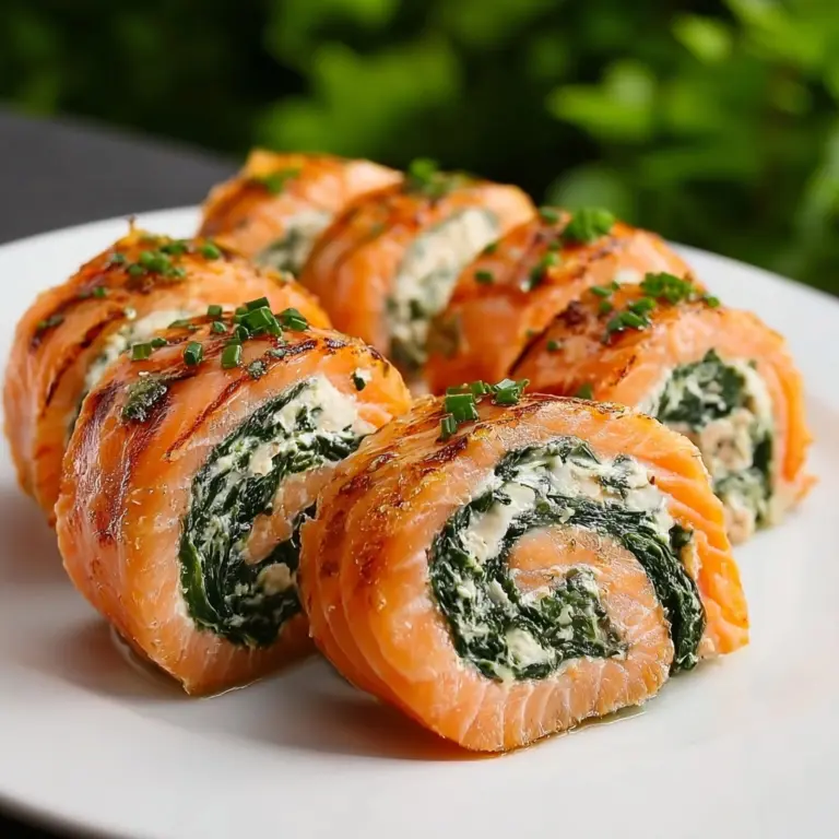 Spinach & Feta Stuffed Salmon Pinwheels Recipe