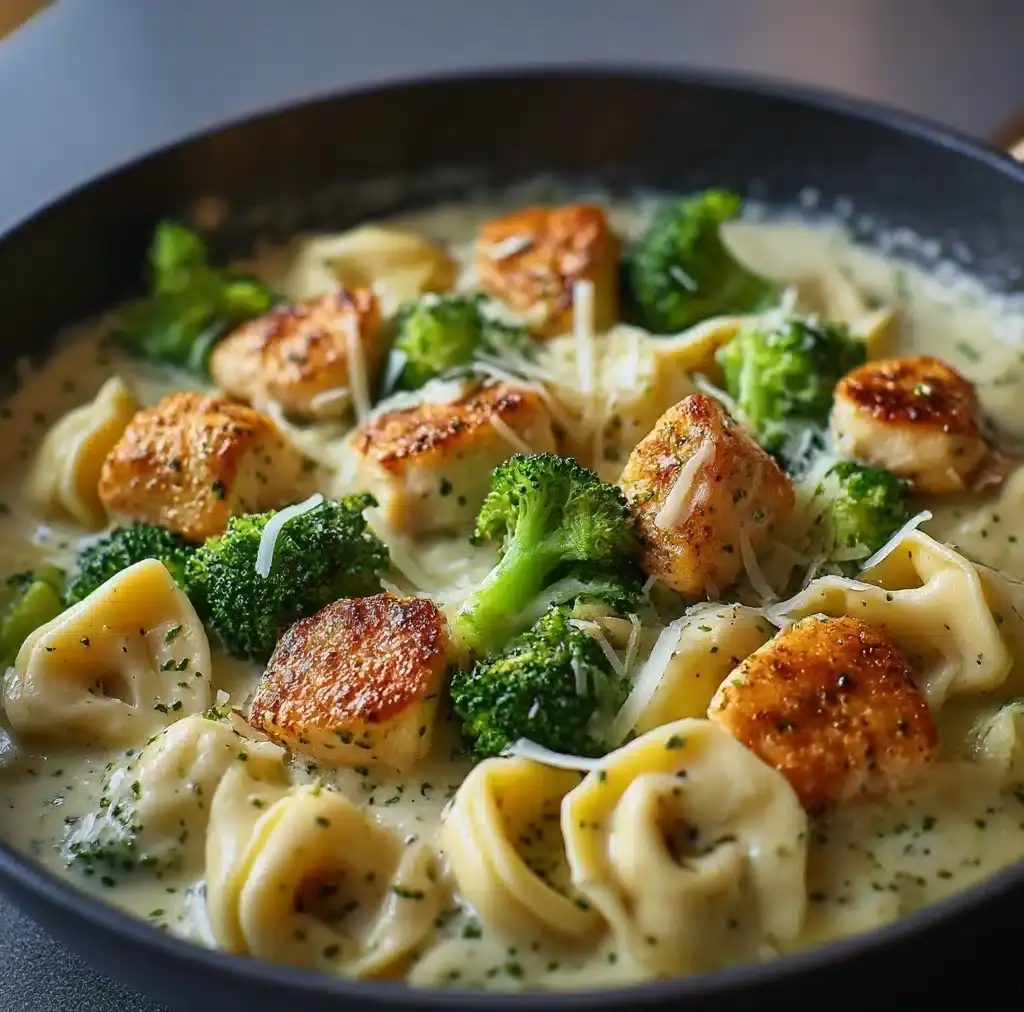 Easy Creamy Tortellini with Chicken and Broccoli Recipe