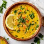 Vegan Lemon Lentil Soup with Turmeric Recipe