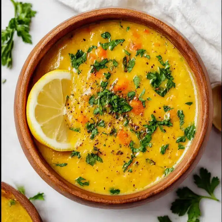 Vegan Lemon Lentil Soup with Turmeric Recipe