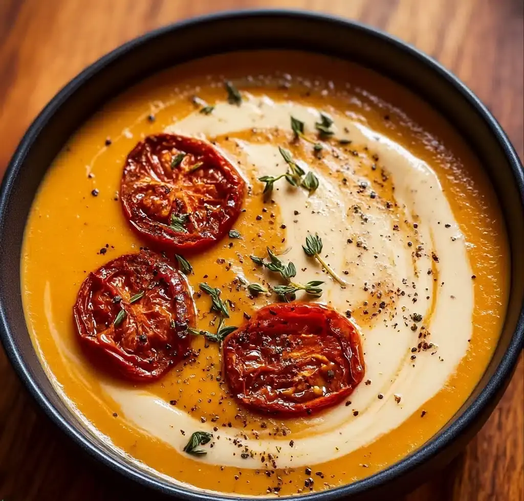 Creamy Roasted Garlic Tomato Soup Recipe