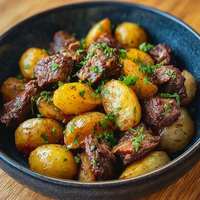 Garlic Butter Beef Bites & Potatoes make a perfect dinner Recipe