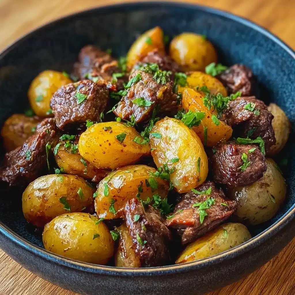 Garlic Butter Beef Bites & Potatoes make a perfect dinner Recipe - Recipe Image