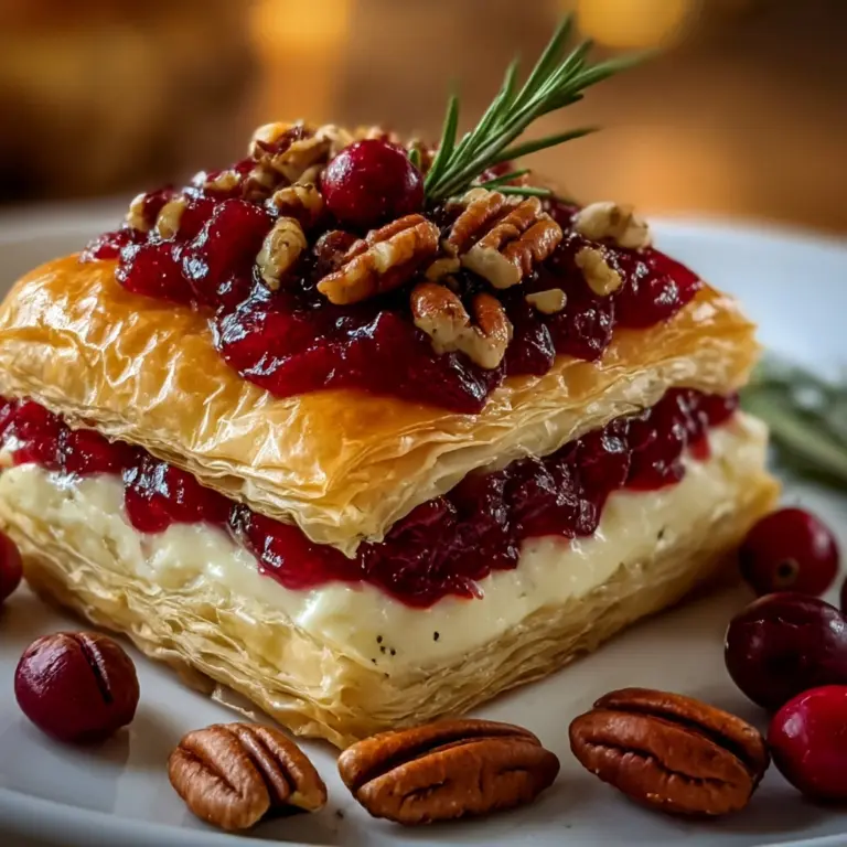 Cranberry Pecan Brie in Flaky Puff Pastry