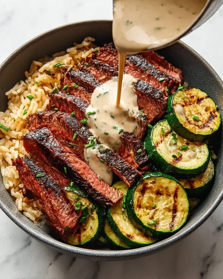 Grilled Steak Bowl with Herb Sauce and Zucchini Recipe