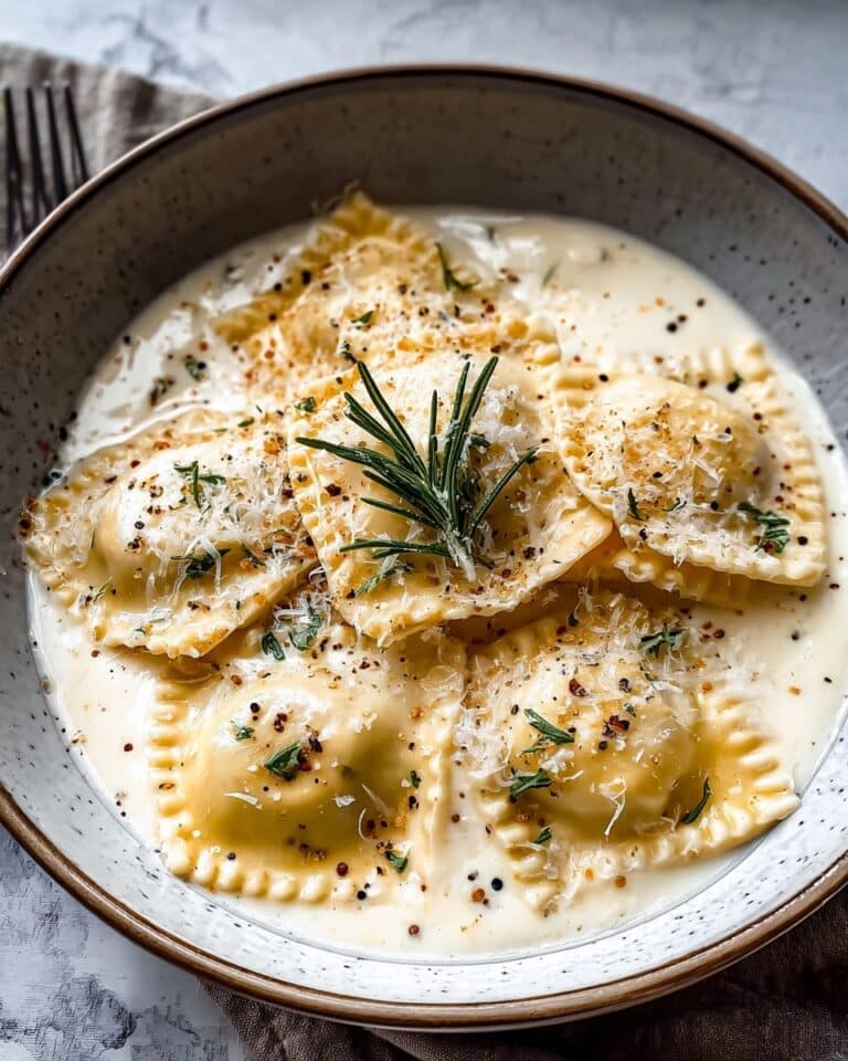 Butternut Squash Ravioli with Rosemary Cream Sauce Recipe