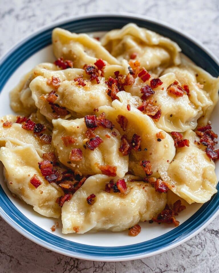 Cheesy Potato Pierogi with Crispy Bacon Topping Recipe