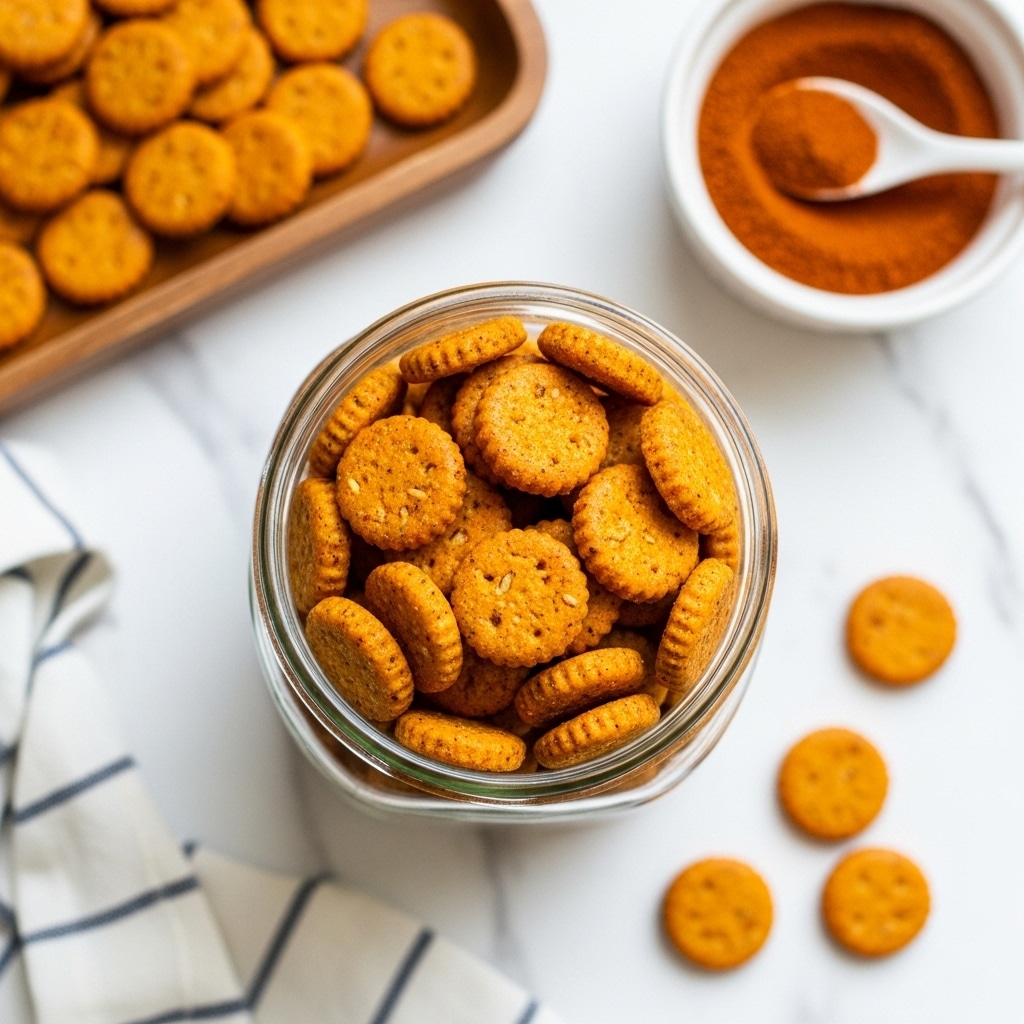 A large rectangular metal baking tray filled with one even layer of small, round, orange-brown roasted carrot slices, each slice slightly textured with some darker caramelized spots and light seasoning visible. The tray sits on a white marbled surface with part of a white bowl filled with more roasted carrot slices in the top left corner, and a small round plate with a metal whisk and traces of orange seasoning in the top right corner. A white cloth with blue stripes is partially visible at the bottom right corner. photo taken with an iphone --ar 4:5 --v 7