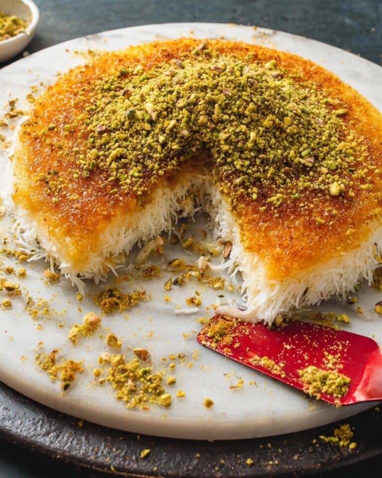 Classic Knafeh (Kunafa) with Rosewater Syrup and Pistachios Recipe