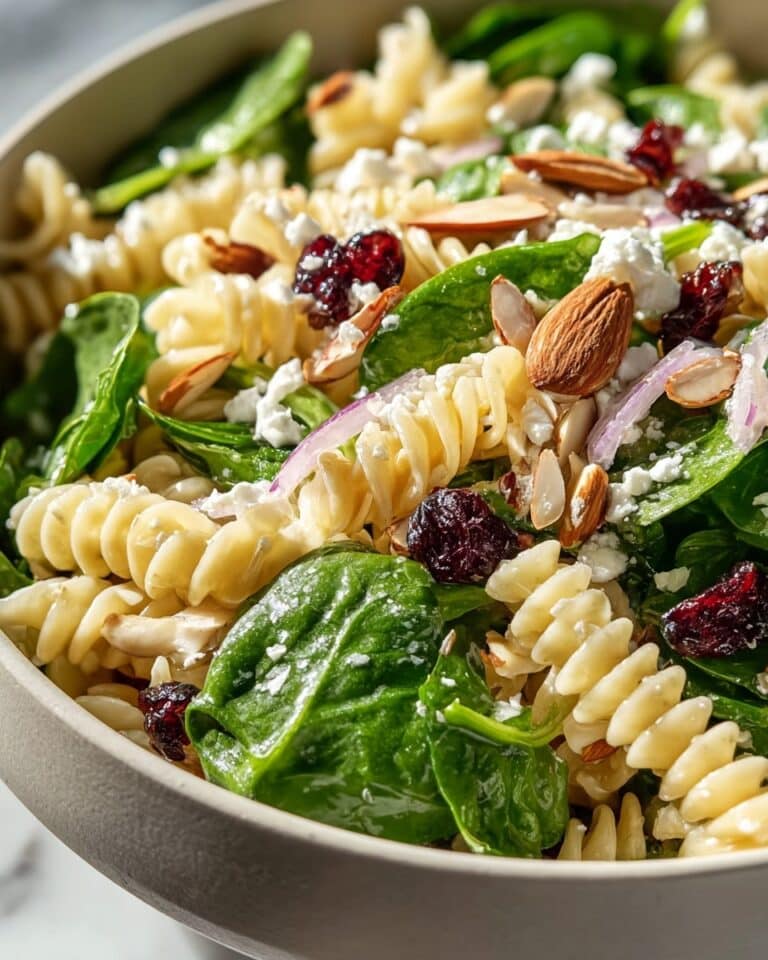 Nutritious Spinach Pasta Salad with Feta and Cranberries Recipe