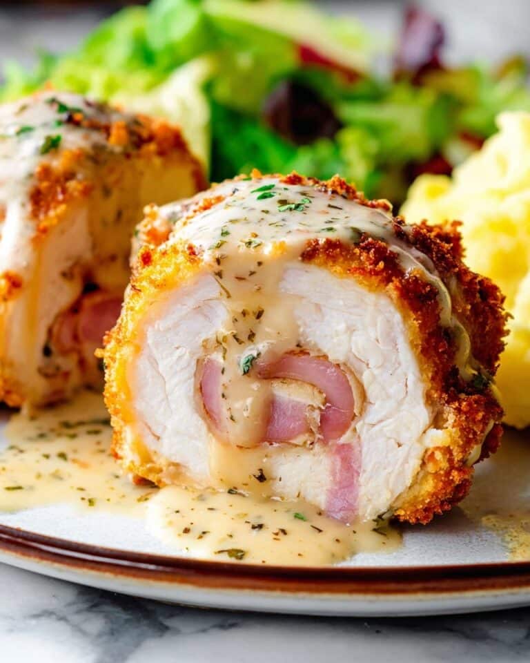 Baked Chicken Cordon Bleu with Dijon Cream Sauce Recipe