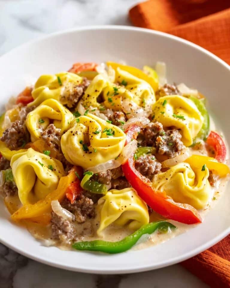 Crock Pot Cheesesteak Tortellini Recipe