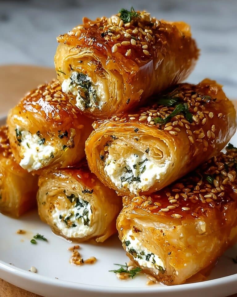 Indulgent Oven Fried Feta Rolls with Chili Honey Drizzle Recipe