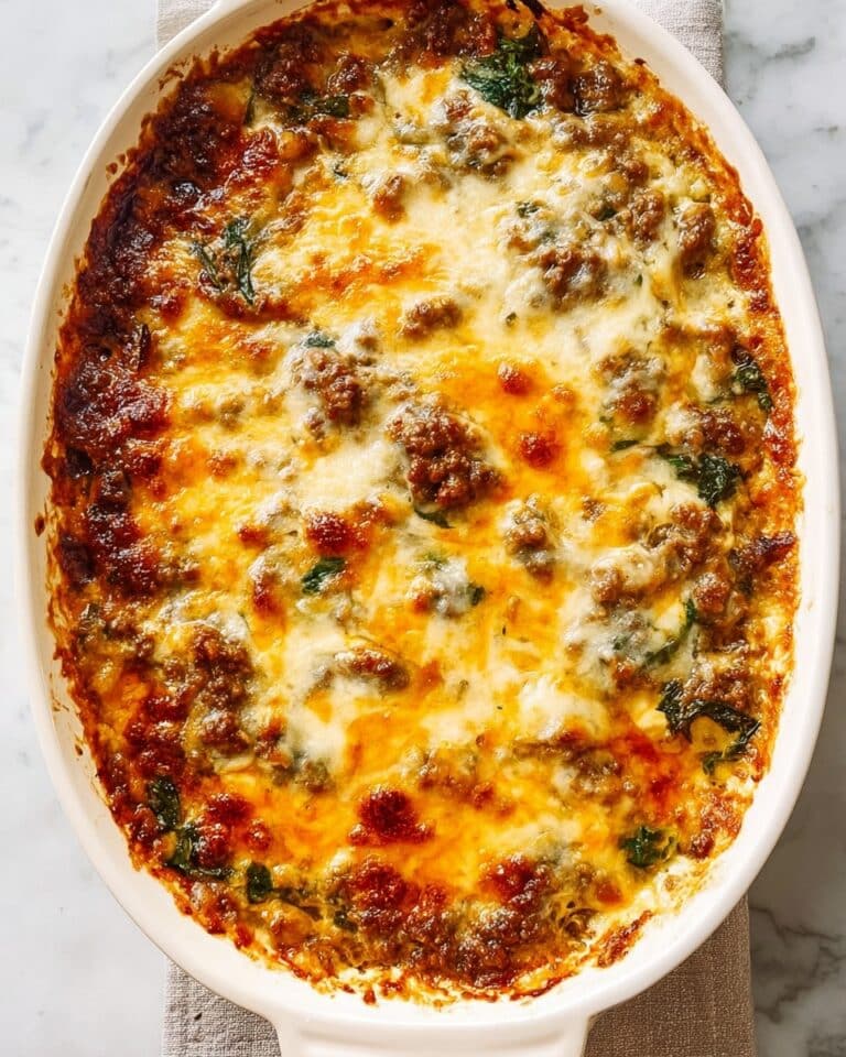 Ground Beef and Cauliflower Rice Casserole with Spinach and Cheese Recipe