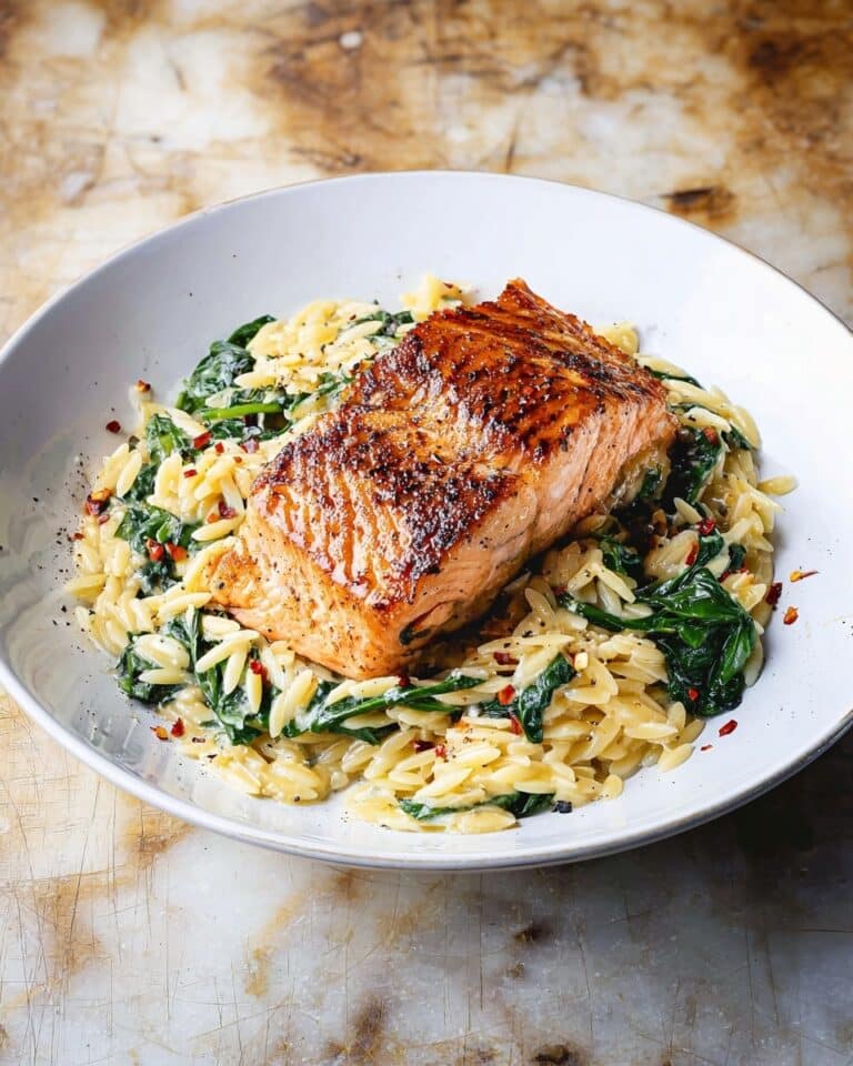 One Skillet Salmon with Lemon Orzo Recipe