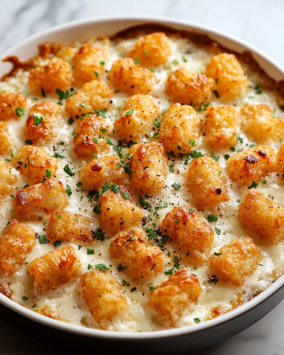 Chicken Alfredo Tater Tot Casserole Recipe - Recipe Image